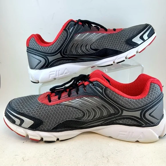 Fila Men's Memory Maranello 3 Leather Mesh Black Red Silver Athletic Sneakers 11 - Picture 5 of 11
